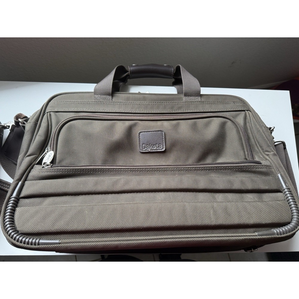 Dakota 17" Weekender Carryon Ballistic Nylon Briefcase Bag Brown/Olive Tone Read